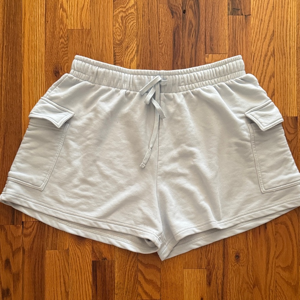 Women's Light blue Drawstring Cargo Lounge Shorts